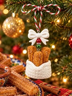 Churros Christmas Ornament | Handmade Mexican Dessert Ornament, Miniature Food